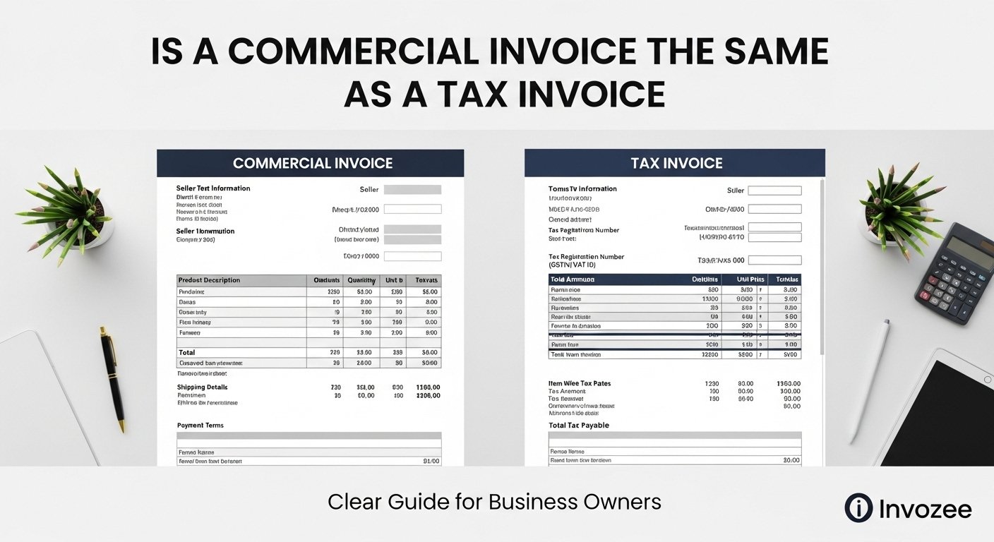 Business owner asking if a commercial invoice is the same as a tax invoice