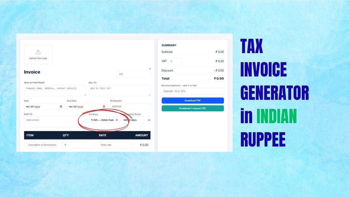 Online tax invoice generator India GST example