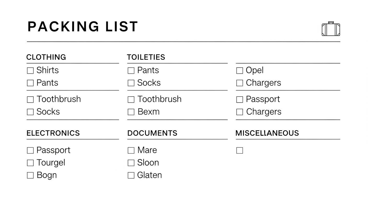 Packing list template