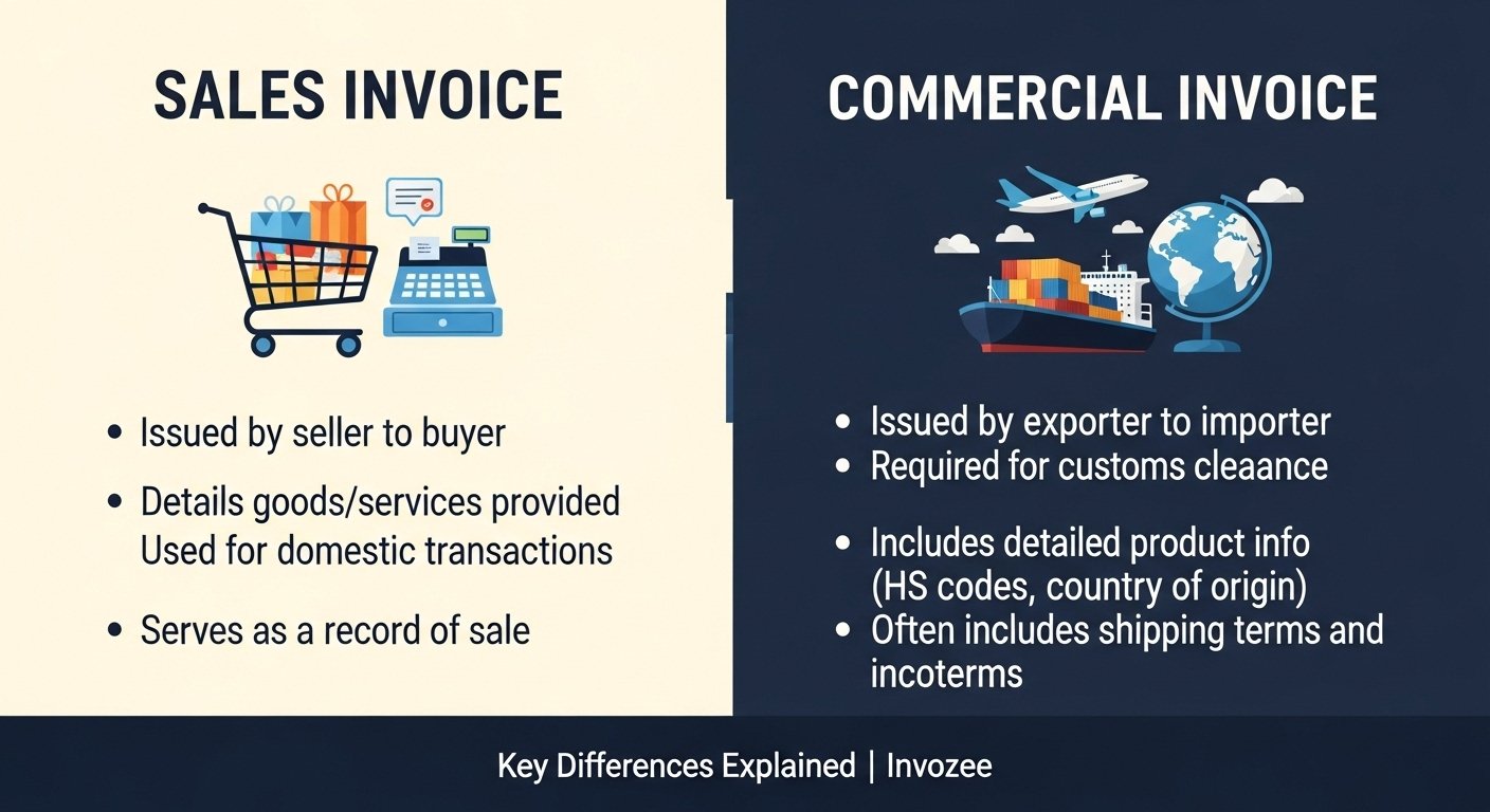 Sales invoice vs commercial invoice