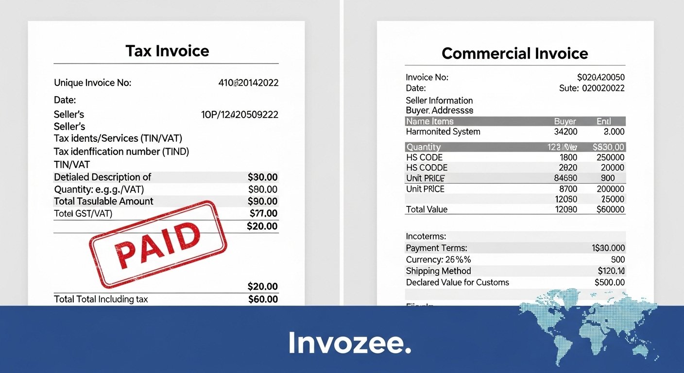 Comparing tax and commercial invoices